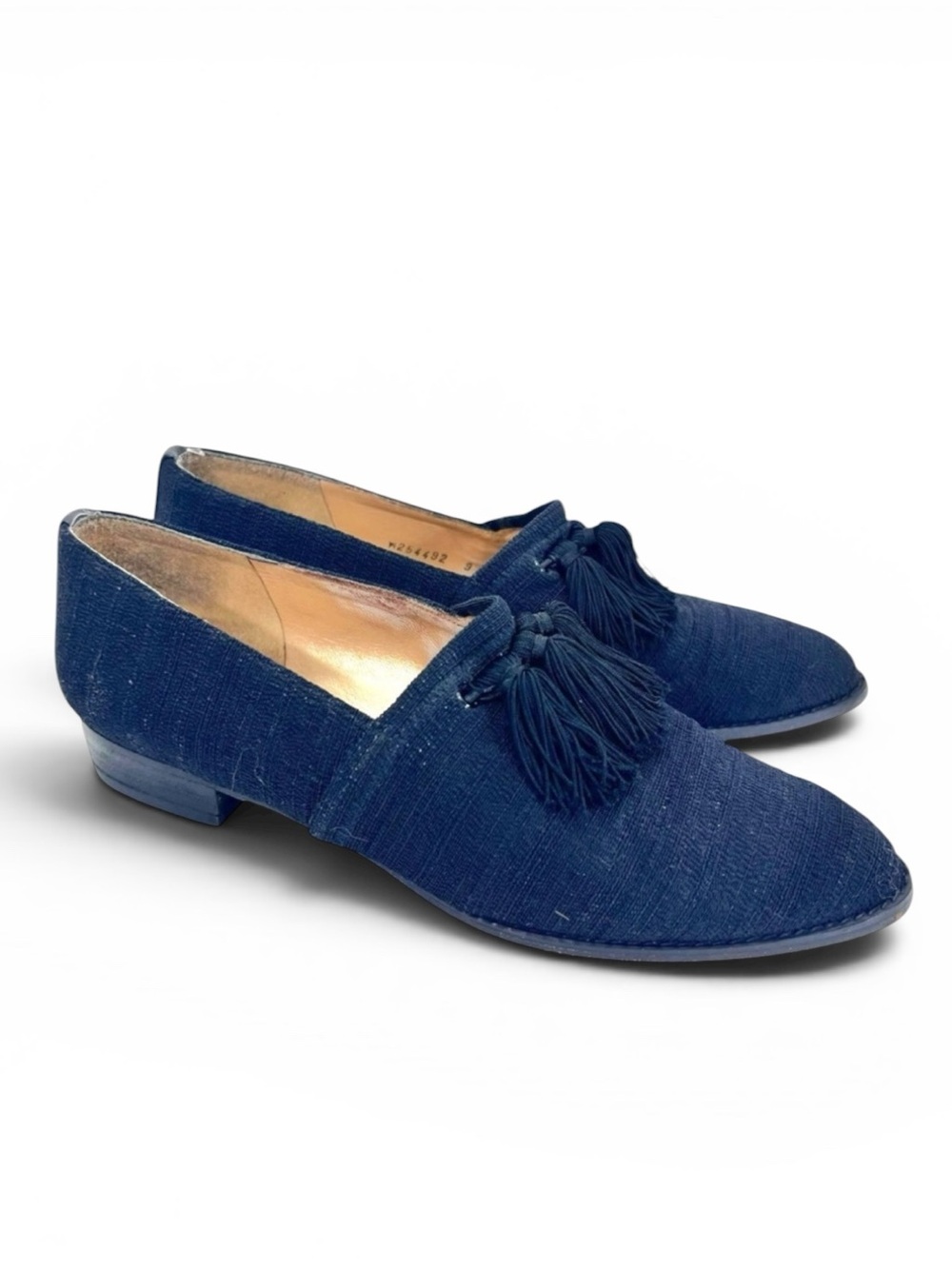 Stuart Weitzman Patsy Black Woven Low Heel Tassel Loafer Shoe